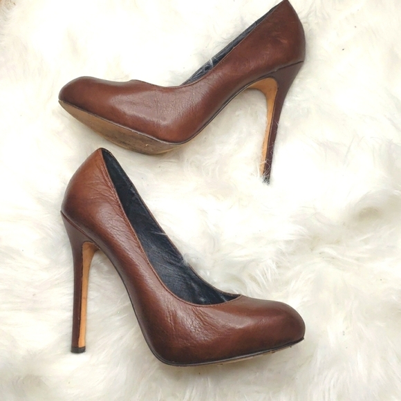 DOLCE VITA Brown leather hidden platform 5 inch HEELS  size 6 - Picture 1 of 8